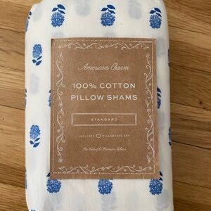 American Charm 100% Cotton Pillow Shams – White with Blue Floral Print